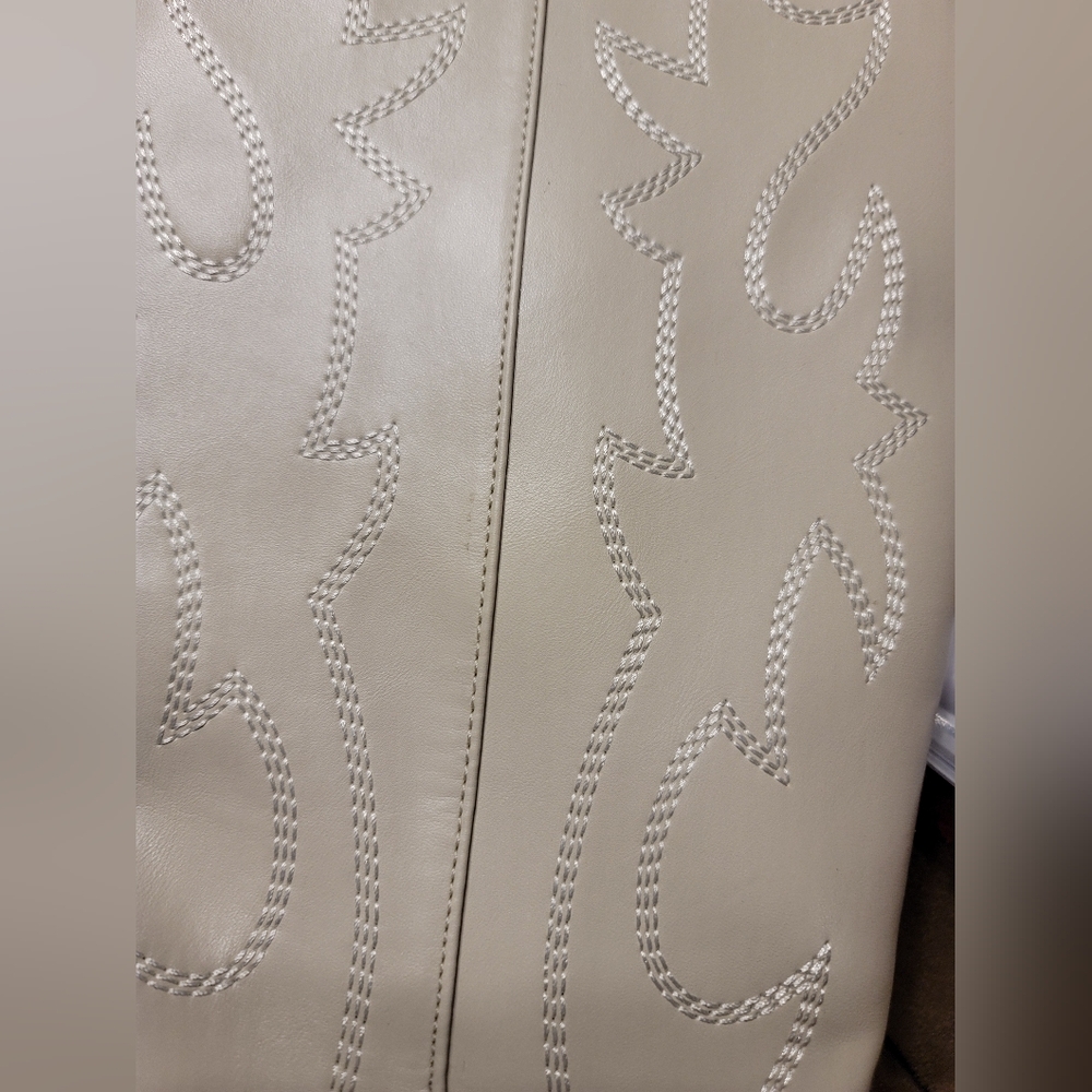 Comfy rated 4.7. Women's Cream Knee-High Boots - Picture 9 of 14